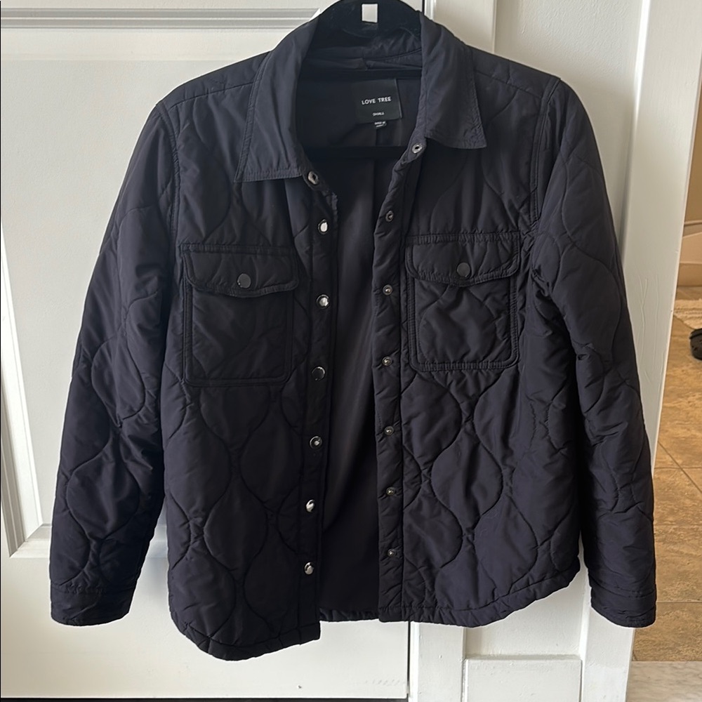 Love Tree Black Quilted women’s shacket Jacket